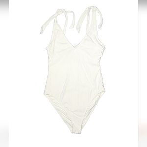 Shade & Shore White Ribbed One Piece Swimsuit Size Small